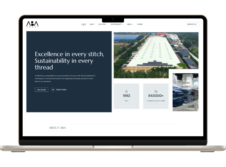 aba group website mockup